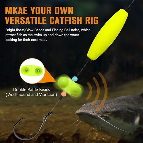 Dovesun Catfishing Tackle Making Kit Catfish Rig Accessories 102PCS/99PCS Catfish Tackle with Catfish Floats Catfish Hooks Swivels Fishing Bells in Saudi Arabia