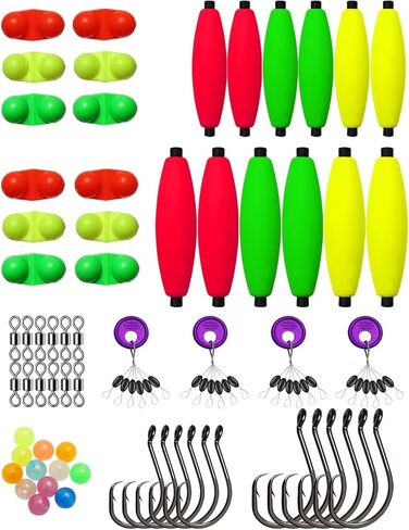 Dovesun Catfishing Tackle Making Kit Catfish Rig Accessories 102PCS/99PCS Catfish Tackle with Catfish Floats Catfish Hooks Swivels Fishing Bells in Saudi Arabia
