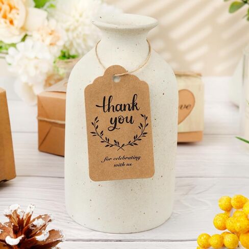 Koogel 200PCS Thank You Tags, Gift Tags with Strings Hanging Label Brown Paper Tags for Wedding Bridal Party Baby Shower Invitation Thanksgiving in Saudi Arabia
