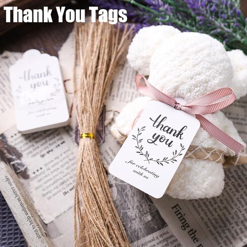 Koogel 200PCS Thank You Tags, Gift Tags with Strings Hanging Label Brown Paper Tags for Wedding Bridal Party Baby Shower Invitation Thanksgiving in Saudi Arabia