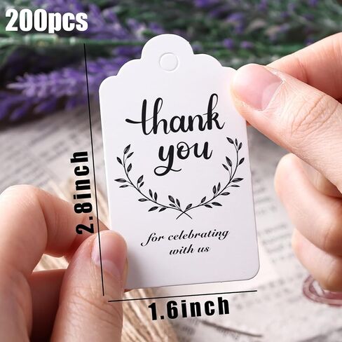 Koogel 200PCS Thank You Tags, Gift Tags with Strings Hanging Label Brown Paper Tags for Wedding Bridal Party Baby Shower Invitation Thanksgiving in Saudi Arabia