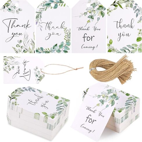 VGOODALL 80PCS Thank You Gift Tags, Thank You Tags with String 2" x 3" Gift Hanging Labels for Wedding Birthday Baby Shower Party Favors in Saudi Arabia