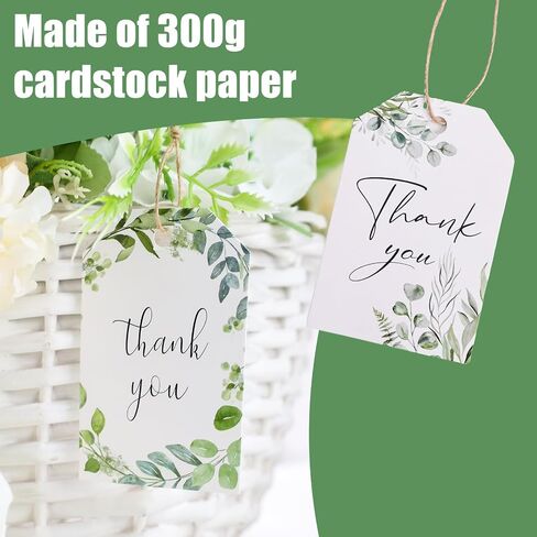 VGOODALL 80PCS Thank You Gift Tags, Thank You Tags with String 2" x 3" Gift Hanging Labels for Wedding Birthday Baby Shower Party Favors in Saudi Arabia