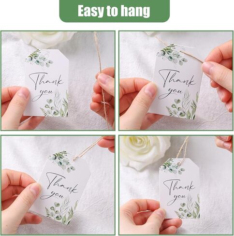VGOODALL 80PCS Thank You Gift Tags, Thank You Tags with String 2" x 3" Gift Hanging Labels for Wedding Birthday Baby Shower Party Favors in Saudi Arabia