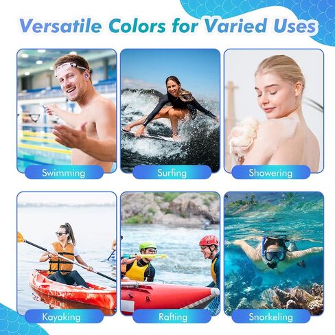 سدادات الأذن للسباحة 3 أزواج من البالغين والأطفال، سدادات أذن للسباحين، سدادات أذن للسباحين للرجال والنساء، سدادات أذن سيليكون مقاومة للماء للسباحة والغطس والاستحمام وركوب الأمواج (فيروزي برتقالي وردي) in Kuwait