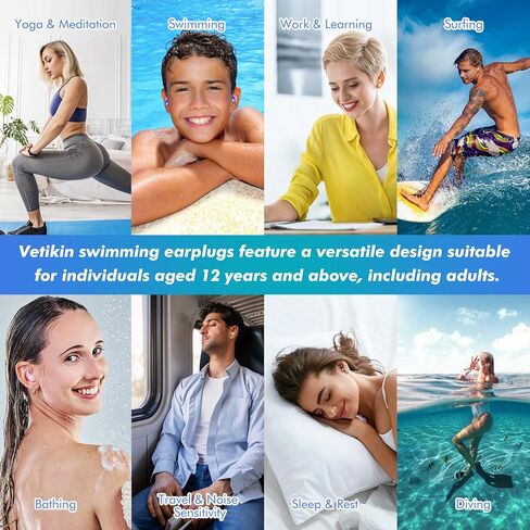 سدادات الأذن للسباحة 3 أزواج من البالغين والأطفال، سدادات أذن للسباحين، سدادات أذن للسباحين للرجال والنساء، سدادات أذن سيليكون مقاومة للماء للسباحة والغطس والاستحمام وركوب الأمواج (فيروزي برتقالي وردي) in Kuwait