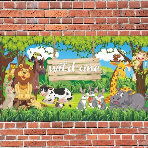 Wild Ones Jungle Backdrop Safari One 1st عيد ميلاد صبي راية فتاة التصوير الخلفيات صورة كشك العودة قطرة in Kuwait