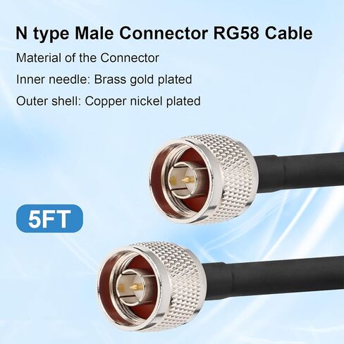 XRDS -RF N Male to N Male Coax Cable 25FT، النوع N RG58 50 Ohm Extension، النحاس النقي in Kuwait