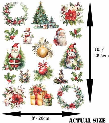 Christmas Colors Mulberry Rice Paper, 8 x 10.5 inch - 6 Unique Printed Mulberry Paper Pages 30gsm Visible Fibres for Decoupage Crafts Mixed Media Collage Art in Saudi Arabia