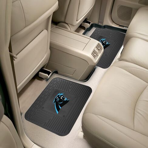 FANMATS 12352 NFL Carolina Panthers Back Row Utility Car Mats - 2 Piece Set, 14in. x 17in., All Weather Protection, Universal Fit, Deep Resevoir Design, Molded Team Logo in Saudi Arabia
