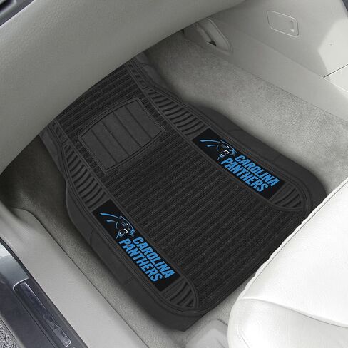 FANMATS 12352 NFL Carolina Panthers Back Row Utility Car Mats - 2 Piece Set, 14in. x 17in., All Weather Protection, Universal Fit, Deep Resevoir Design, Molded Team Logo in Saudi Arabia