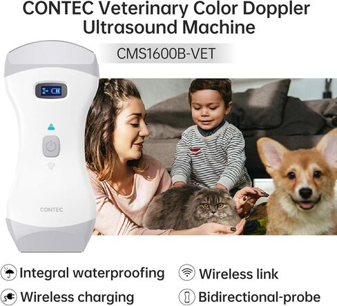 CONTEC آلة الموجات فوق الصوتية دوبلر اللون البيطرية المحمولة مسبار محدب وخطي للحيوانات الأليفة مع واي فاي وبرامج للخيول الأغنام والكلاب والقط والخنازير التشخيص في عيادة المزرعة المنزلية CMS1600B-VET in Kuwait
