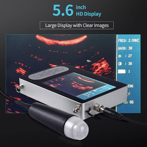 ماسح ضوئي بالموجات فوق الصوتية البيطرية للبقر، مع مسبار قطاع ميكانيكي مقاوم للماء 3.5 ميجا هرتز للكلاب والقطط والأغنام والخيول، وشاشة عرض LCD ملونة مقاومة للماء مقاس 5.6 بوصة in Kuwait