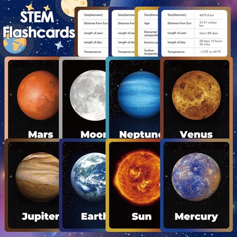 Wooden Solar System Model Board with Sun Stress Ball Astronauts Planet Flash Card Educational Montessori Toys Space Sensory Toys STEM Kits Christmas Birthday Gift for Kids Ages 3-8 in Kuwait