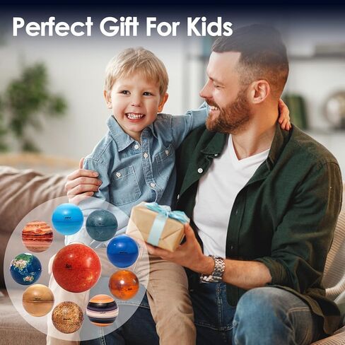 Wooden Solar System Model Board with Sun Stress Ball Astronauts Planet Flash Card Educational Montessori Toys Space Sensory Toys STEM Kits Christmas Birthday Gift for Kids Ages 3-8 in Kuwait