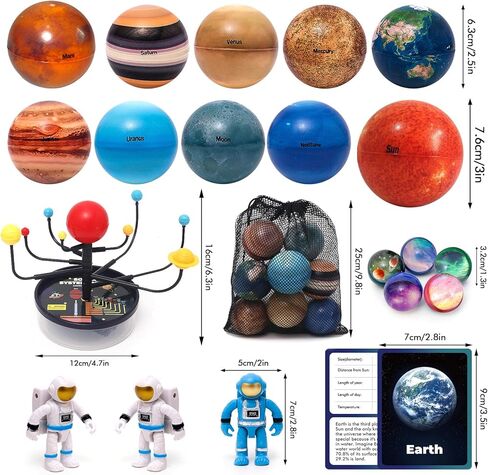 Wooden Solar System Model Board with Sun Stress Ball Astronauts Planet Flash Card Educational Montessori Toys Space Sensory Toys STEM Kits Christmas Birthday Gift for Kids Ages 3-8 in Kuwait