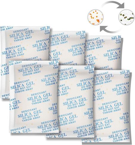 LotFancy Silica Gel Packets, 50 Gram 15 Packs Rechargeable Desiccant Packs for Storage, Moisture Absorber Drying Bags with Orange Indicator, Non-Toxic in Saudi Arabia