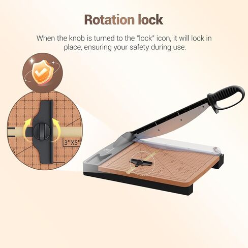 12 Inch Heavy Duty Paper Cutter, Wood Guillotine Paper Cutter & Paper Trimmer, 30 Sheets Capacity Paper Cutting Board for Classroom, Crafting, Cardstock Black in Kuwait