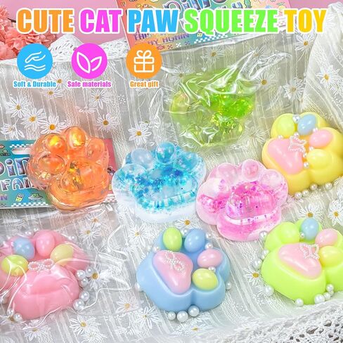 Stress Relief Toy Taba Cat Paw, 4Pcs Squeeze Toys Paw, Cute Sensory Toys, Taba Handmade Soft, Bouncy Stress and Relaxation Toy, Stretchable Springy Fufu Cat Paw, Fidget Toys for Adults in Saudi Arabia