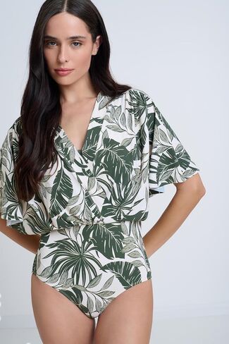 Gottex Women’s Modest Elegant Sleeved Surplice Blouson Style Swimsuit with Inner Full Coverage Swim Wear Must Have in Saudi Arabia
