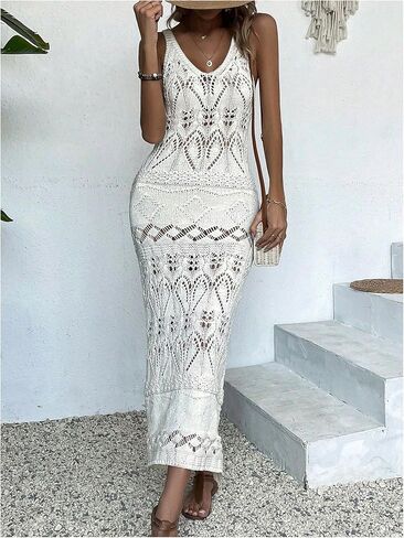 شينهي لباس الكروشيه بدلة السباحة التستر على شاطئ ماكسي ماكسي تغطية Sundress in Kuwait