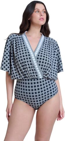 Gottex Women’s Modest Elegant Sleeved Surplice Blouson Style Swimsuit with Inner Full Coverage Swim Wear Must Have in Saudi Arabia