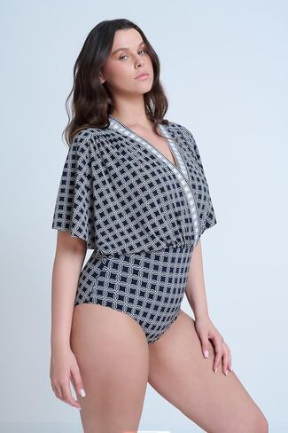 Gottex Women’s Modest Elegant Sleeved Surplice Blouson Style Swimsuit with Inner Full Coverage Swim Wear Must Have in Saudi Arabia