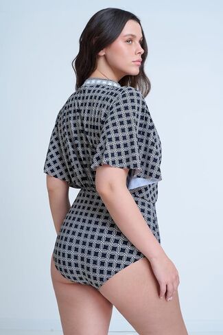 Gottex Women’s Modest Elegant Sleeved Surplice Blouson Style Swimsuit with Inner Full Coverage Swim Wear Must Have in Saudi Arabia