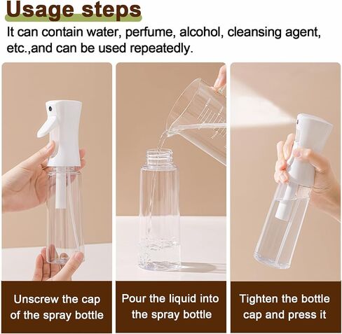 Fine Continously Mist Spray Bottle (10.1oz/300ml) for Body moisturizer Hair styling Cleaning Garden plant care etc.,Hair Mister Misting Continuous Mist Spray Bottle,2Pcs (Black+White) in Saudi Arabia