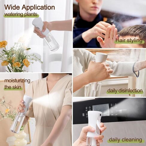 Fine Continously Mist Spray Bottle (10.1oz/300ml) for Body moisturizer Hair styling Cleaning Garden plant care etc.,Hair Mister Misting Continuous Mist Spray Bottle,2Pcs (Black+White) in Saudi Arabia
