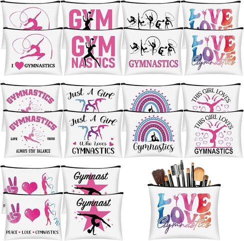 Kacctyen 20 Pcs Gymnastics Makeup Bag Inspirational Gymnastics Lover Gifts for Women Gymnast Cosmetic Bag Gymnast Stuff for Women Girls Coach Friend Coworker Birthday Party Favors in Kuwait