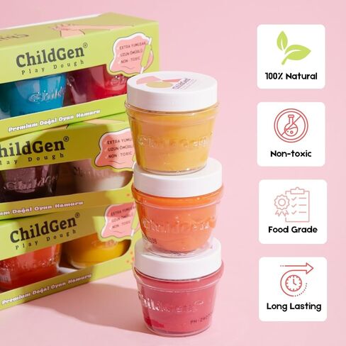 Natural Play Dough Set 6PCS | Non-Toxic, Super Soft, Long Lasting Play Dough | Modeling Dough Set of 6 in Kuwait