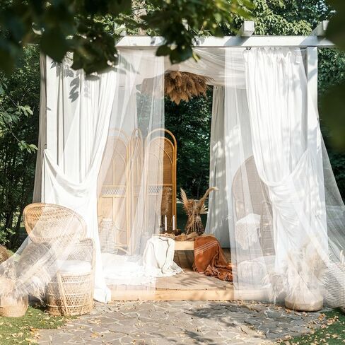 4 Panels Mosquito Netting for Patio, W118 x L98 Inches Garden Mesh Netting Outdoor Sheer Tulle Curtains in Saudi Arabia