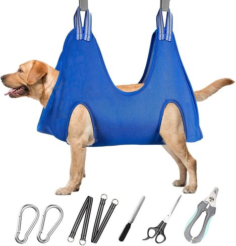Pet Grooming Hammock Harness for Large Giant Dogs Nail Trimming, Dog Sling for Cutting Nails, Dog Hanging Holder Hanger with Nail Clippers, Nail File, Scissors XXXL in Kuwait