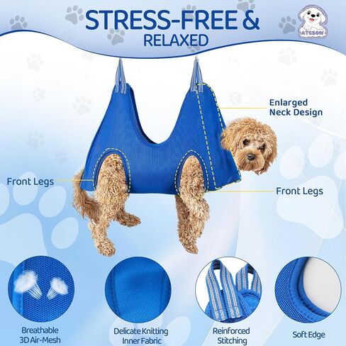 Pet Grooming Hammock Harness for Large Giant Dogs Nail Trimming, Dog Sling for Cutting Nails, Dog Hanging Holder Hanger with Nail Clippers, Nail File, Scissors XXXL in Kuwait