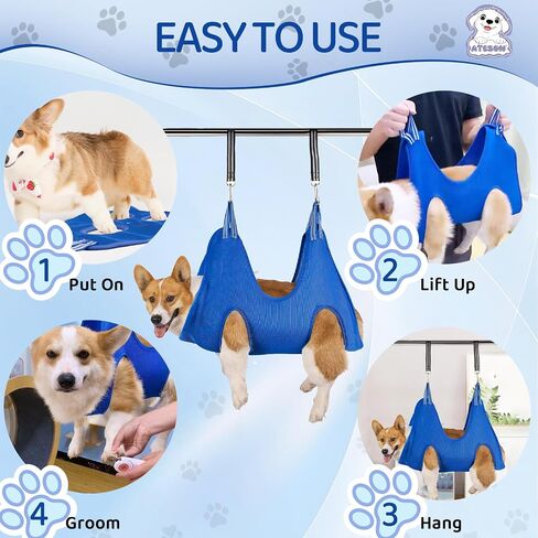 Pet Grooming Hammock Harness for Large Giant Dogs Nail Trimming, Dog Sling for Cutting Nails, Dog Hanging Holder Hanger with Nail Clippers, Nail File, Scissors XXXL in Kuwait