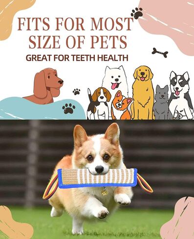 Clysoru Dog Tug Tuy Dog Tough Jute Bite Pillow معدات التدريب الدائمة للعلم يعاملون الجرو إلى ألعاب حرب تفاعلية للكلاب الكبيرة لمضغات العدوانية in Kuwait