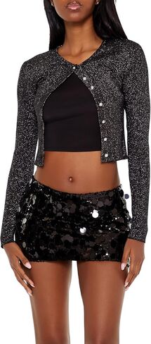 Forever 21 Women's Faux Pearl Glitter Cardigan Sweater in Saudi Arabia