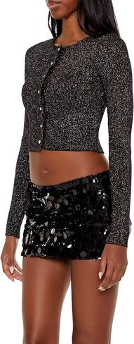 Forever 21 Women's Faux Pearl Glitter Cardigan Sweater in Saudi Arabia