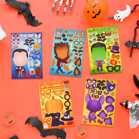 Joyin 36 PCS Halloween Craft Stickers for Kids Party Favor ، اصنع ملصقات الوجه مع تصاميم Witch Vampire ، و DIY Craft Supplies for Halloween Party Game Classroom Antives Goildies Goildies in Kuwait