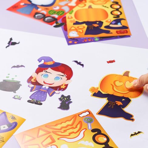 Joyin 36 PCS Halloween Craft Stickers for Kids Party Favor ، اصنع ملصقات الوجه مع تصاميم Witch Vampire ، و DIY Craft Supplies for Halloween Party Game Classroom Antives Goildies Goildies in Kuwait