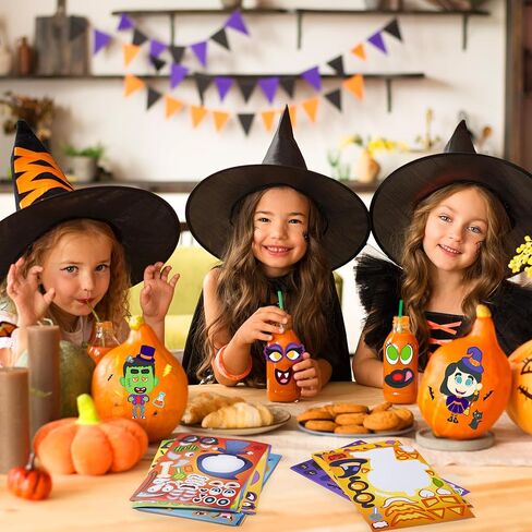 Joyin 36 PCS Halloween Craft Stickers for Kids Party Favor ، اصنع ملصقات الوجه مع تصاميم Witch Vampire ، و DIY Craft Supplies for Halloween Party Game Classroom Antives Goildies Goildies in Kuwait