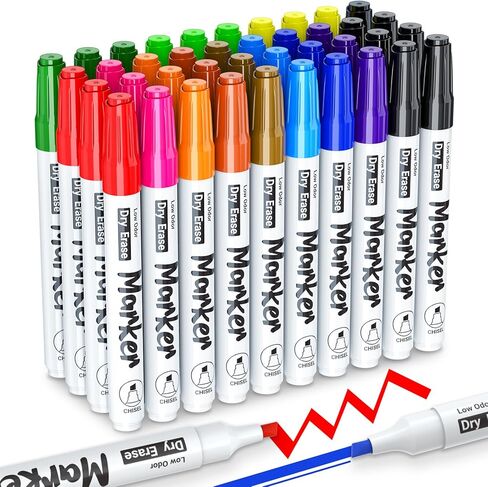 Dry Erase Markers, Chisel Tip Markers, Low Odor 40 Count 4 Colors Whiteboard Markers, White Board Markers Dry Erase for Classroom Must Haves, Teacher & Office Supplies in Kuwait
