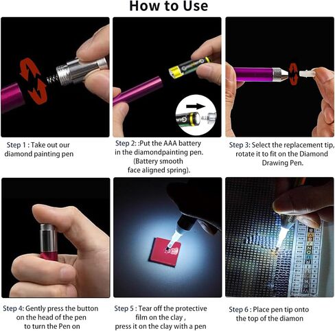 إكسسوارات لوحات الماس ، إكسسوارات وأدوات فنية DIY 5D DIY مع لوحات الماس مع الخفيفة ، صندوق المقصورة ، 20 قطعة شمع ، صواني ، مجموعات اللوحات الماس للمبتدئين البالغين (الأرجواني) in Kuwait