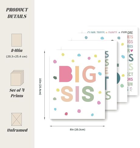 LARTSFRO Brother and Sister Make The Best Friends Wall Art Decor Posters, Baby Boys Gril Nursery Room Playroom Bedroom Bathroom Wall Art Decor, Inspirational Decor for Big Sister Little Brother Nursery Toddler Baby, Gifts for Kids 10x8 Inch Set of 4 Pcs ( in Saudi Arabia