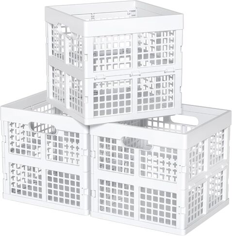 15 L Plastic Folding Storage Crate, Stackable Collapsible Storage Crate, 3 Packs in Saudi Arabia