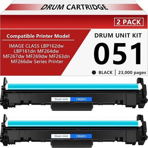 NineLeaf 051 Drum Compatible Replacement for Canon 051 CRG051 Drum Unit Kit use for ImageCLASS LBP162dw LBP161dn MF264dw MF267dw MF269dw MF263dn MF266dw Printer (2 Pack，23000 Pages) in Saudi Arabia