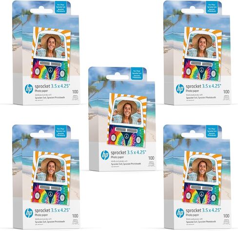 HP Sprocket 3.5 x 4.25" Zink Sticky-Backed Photo Paper (300 Pack) Compatible with HP Sprocket 3x4 Photobooth and Photo Printer in Kuwait