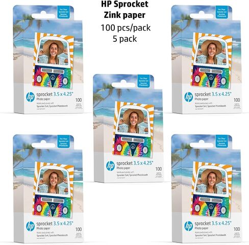 HP Sprocket 3.5 x 4.25" Zink Sticky-Backed Photo Paper (300 Pack) Compatible with HP Sprocket 3x4 Photobooth and Photo Printer in Kuwait