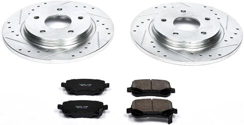 Power Stop K4569 Rear Z23 Carbon Fiber Brake Pads with Drilled and Slotted Brake Rotors Kit For 2008-2012 Town & Country | 2008-2011 Grand Caravan | 2009-2012 Journey VW Routan in Saudi Arabia